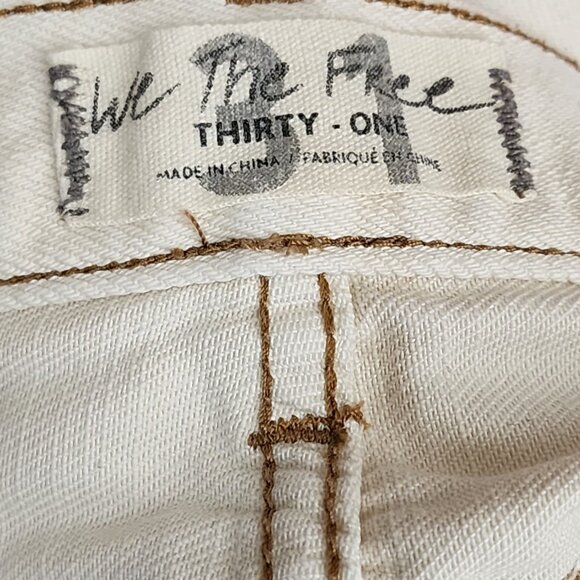 We The Free White Ivory Distressed High Rise Denim Shorts - Picture 6 of 7